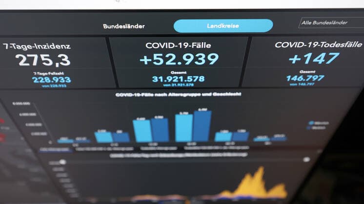 Dashboard des RKI, die 7-Tage-Inzidenz liegt nun bei 275,3 7-Tage-Inzidenz, Dashboard des RKI auf einem Monitor am 24.08.2022 in Siegen Deutschland.