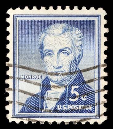 Stamp printed in the United States shows portrait of the fifth President of the United States James Monroe (1758-1831), circa 1954 , 21211466.jpg, stamp, peale, human, delivery, date, america, usa, aged, print, mark, james, perforation, envelope, president, philatelist, adult, history, male, letter, postage, old, card, philately, united, rembrandt, monroe, price, portrait, historic, cancelled, connection, states, retro, postman, collection, face, person, us, correspondence, mail, collector, payment, hobby, antique, ancient, vintage, message, image, man, communication,