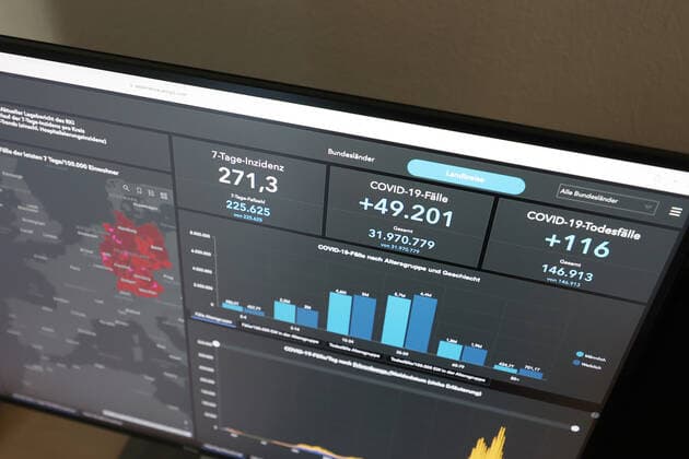 Dashboard des RKI, die 7-Tage-Inzidenz liegt nun bei 271,3 7-Tage-Inzidenz, Dashboard des RKI auf einem Monitor am 25.08.2022 in Siegen Deutschland.