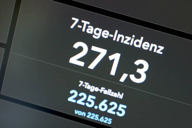 Dashboard des RKI, die 7-Tage-Inzidenz liegt nun bei 271,3 7-Tage-Inzidenz, Dashboard des RKI auf einem Monitor am 25.08.2022 in Siegen Deutschland.