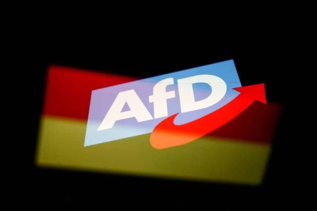 Deutsche Parteien: AfD, Symbolbilder Political Parties Photo Illustrations Alternative for Germany party logo displayed on a phone screen and German flag displayed on a laptop screen are seen in this multiple exposure illustration photo taken in Krakow, Poland on August 25, 2022. Krakow Poland  Copyright: xJakubxPorzyckix originalFilename: porzycki-politica220825_npjwq.jpg