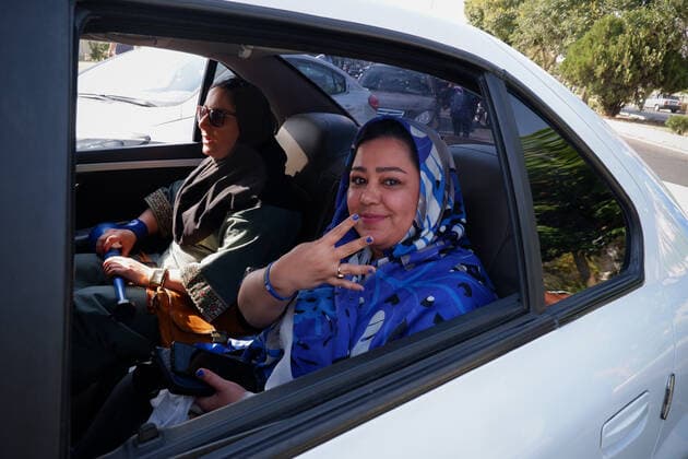 August 25, 2022, Tehran, Tehran, Iran: Female soccer fans prepare to attend a match between their team Esteghlal and Mes-e Kerman in Iran s Premier League at Azadi stadium in Tehran, Iran, Aug. 25, 2022. A limited number of Iranian women have been allowed into a stadium in Tehran to watch a league football match for the first time. Tehran Iran - ZUMAi98_ 20220825_zih_i98_024 Copyright: xRouzbehxFouladix