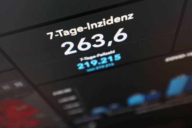 Dashboard des RKI, die 7-Tage-Inzidenz liegt nun bei 263,6 7-Tage-Inzidenz, Dashboard des RKI auf einem Monitor am 26.08.2022 in Siegen Deutschland.