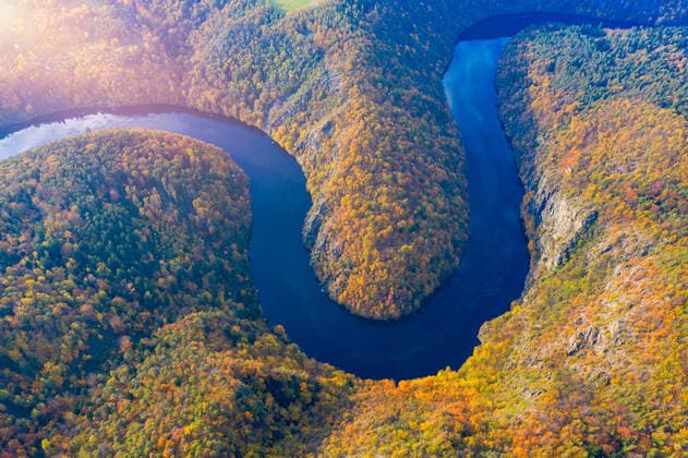 Beautiful view of Vltava river from Maj viewpoint. Czech Republic, Krnany, Europe. Maj viewpoint next to Prague in central Bohemia, Czech Republic. Aerial view of incredible Vyhlidka Maj. , 37378740.jpg, czech, nature, rock, forest, river, view, curve, beautiful, tree, bend, horseshoe, cliff, republic, vltava, natural, maj, countryside, meander, outdoor, czechia, green, landscape, summer, travel, scenery, valley, shape, prague, color, water, europe, panorama, vyhlidka, bohemian, amazing, high, sunset, colorful, vyhloÂ­dka moÂ¡j, horse shoe bend, czech republic, stunning, viewpoint, vista, stone, aerial, lookout, aerial view, bohemia, drone