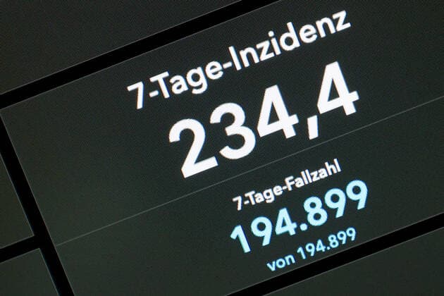 Dashboard des RKI, die 7-Tage-Inzidenz liegt nun bei 234,4 7-Tage-Inzidenz, Dashboard des RKI auf einem Monitor am 02.09.2022 in Siegen Deutschland.