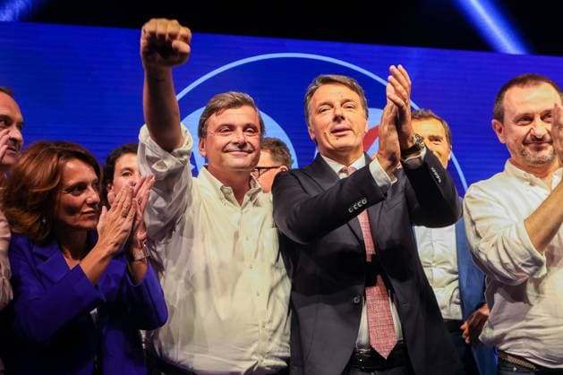 September 2, 2022, Milano, Italy: Leader of Italian party Azione (Action), Carlo Calenda (L) and Leader of Italian party Italia Viva (IV), Matteo Renzi (R) is seen at launch of the campaign of the Terzo Polo within the group of Renew Europe, ahead of Italy s September 25 general elections. Milano Italy - ZUMAs197 20220902_zaa_s197_170 Copyright: xMairoxCinquettix