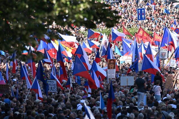 News Themen der Woche KW35 News Bilder des Tages Demonstration entitled Czech Republic in the first place to protest against current leadership of Czechia was held on September 3, 2022, on the Wenceslas Square in Prague, Czech Republic. (CTKxPhoto MichalxKamaryt) CTKPhotoP2022090303921 