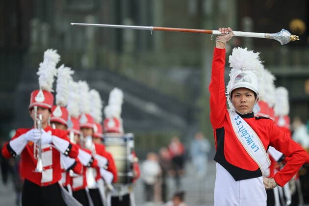 MOSCOW REGION, RUSSIA - SEPTEMBER 3, 2022: Thai musicians take part in a performance as part of the 15th Spasskaya Tower International Military Music Festival by the Main Cathedral of the Russian Armed Forces in Kubinka. Mikhail Tereshchenko TASS  TS140608
