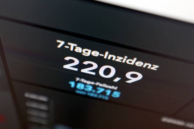 Dashboard des RKI, die 7-Tage-Inzidenz liegt nun bei 220,9 7-Tage-Inzidenz, Dashboard des RKI auf einem Monitor am 04.09.2022 in Siegen Deutschland.