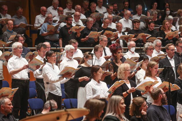 Abschlusskonzert in der Tonhalle im Rahmen des Kirchenmusikfests Rheinklang am 03.09.2022 in Duesseldorf. Rund 500 Teilnehmerinnen und Teilnehmer nahmen an Workshops fuer Blaeser, Choere, Orgel und Popularmusik teil waehrend des dreitaegigen Kirchenmusikfests Rheinklang der Evangelischen Kirche im Rheinland. (Siehe epd-Meldung vom 04.09.2022) Kirchenmusikfest Rheinklang der Evangelischen Kirche im Rheinland