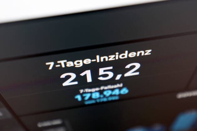 Dashboard des RKI, die 7-Tage-Inzidenz liegt nun bei 215,2 7-Tage-Inzidenz, Dashboard des RKI auf einem Monitor am 05.09.2022 in Siegen Deutschland.