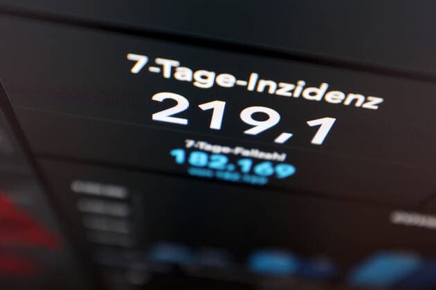 Dashboard des RKI, die 7-Tage-Inzidenz liegt nun bei 219,1 7-Tage-Inzidenz, Dashboard des RKI auf einem Monitor am 06.09.2022 in Siegen Deutschland.