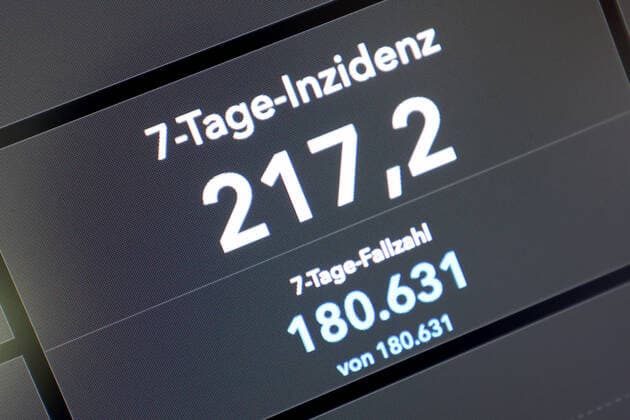 Dashboard des RKI, die 7-Tage-Inzidenz liegt nun bei 217,2 7-Tage-Inzidenz, Dashboard des RKI auf einem Monitor am 07.09.2022 in Siegen Deutschland.