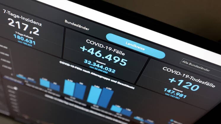 Dashboard des RKI, die 7-Tage-Inzidenz liegt nun bei 217,2 7-Tage-Inzidenz, Dashboard des RKI auf einem Monitor am 07.09.2022 in Siegen Deutschland.