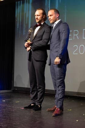 20220904 HERQUL GERMAN BOXING AWARDS BERLIN, GERMANY - SEPTEMBER 4 2022 : Benedikt Poelchau, Kontra K at - HERQUL GERMAN BOXING AWARDS on September 4, 2022 in Berlin, . Berlin Berlin Germany