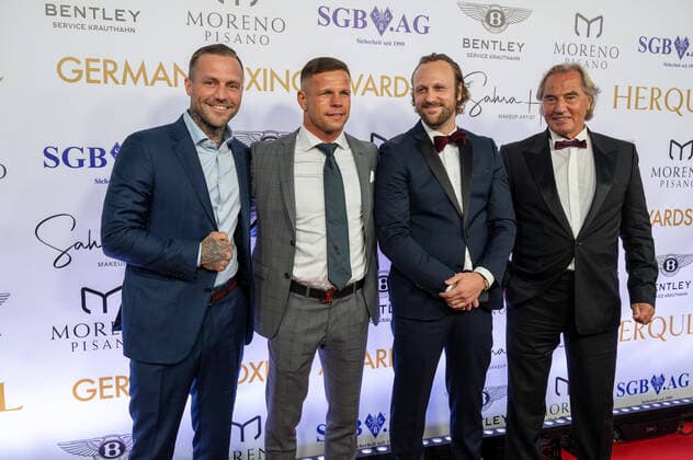 20220904 HERQUL GERMAN BOXING AWARDS BERLIN, GERMANY - SEPTEMBER 4 2022 : Kontra K, Istvan Szili, Benedikt Poelchau, Jürgen Rudolf at - HERQUL GERMAN BOXING AWARDS on September 4, 2022 in Berlin, . Berlin Berlin Germany