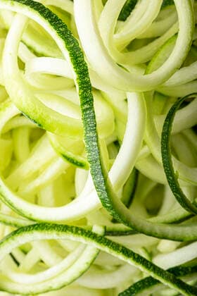 A closeup shot of spiralized zucchini noodles A closeup shot of spiralized zucchini noodles Copyright: xAlanaxHaldanx AHA020921-21