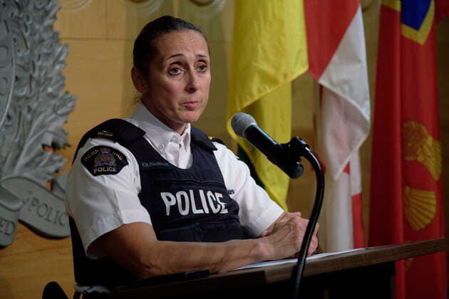 September 7, 2022, Regina, Saskatchewan, Canada: Assistant Commissioner Rhonda Blackmore speaks during a press conference at RCMP F Division Headquarters in Regina on Wednesday Sept. 7, 2022. Myles Sanderson, a suspect in a deadly series of stabbings in Saskatchewan, was caught by police on a highway, arrested, and died, RCMP said Wednesday. Regina Canada - ZUMAc35_ 20220907_zaf_c35_183 Copyright: xMichaelxBellx