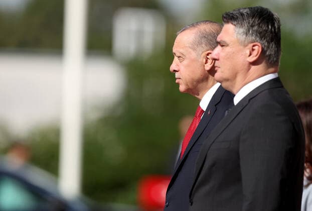 News Bilder des Tages PXL_Recep Tayyip Erdogan in Croatia Croatian President Zoran Milanovic received Turkish President Recep Tayyip Erdogan in the Presidential Palace in Zagreb, Croatia on September 8, 2022. GoranxStanzl PIXSELL