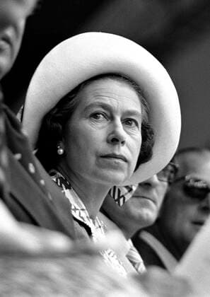 July 19, 1976, MONTREAL, PQ, CANADA: Queen Elizabeth II watches the Olympic swimming action in Montreal, July 19, 1976. MONTREAL CANADA  - ZUMAc35_ 19760719_zaf_c35_001 Copyright: xWallyxHayesx