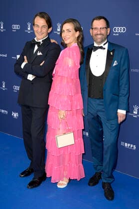 Hans-Werner Meyer, Nadine Heidenreich und Christian Senger bei der Verleihung des Deutschen Schauspielpreises 2022 im Restaurant Spindler & Klatt. Berlin, 09.09.2022