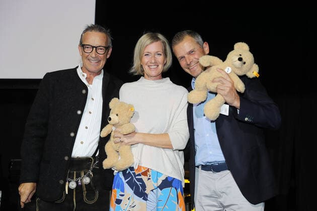 28. Tabaluga Golf Cup Michael Roll und Romy Gross-Angerer mit Tobias Angerer, Tutzing Bayern Deutschland Golfplatz Tutzing