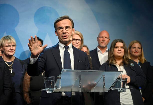 News Themen der Woche KW36 News Bilder des Tages STOCKHOLM 20220911 Moderaternas partiledare Ulf Kristersson (M) talar pa Moderaternas valvaka pa Clarion Sign pa söndagskvällen. STOCKHOLM SVERIGE x10080x *** STOCKHOLM 20220911 Moderates party leader Ulf Kristersson M speaks at the Moderates election watch at Clarion Sign on Sunday evening STOCKHOLM SWEDEN x10080x  Copyright: xFredrikxSandberg TTx VALVAKA MODERATERNA 2022