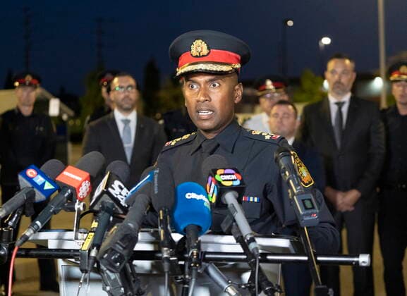 September 12, 2022, Mississauga, ON, CANADA: Peel Regional Police Chief Nishan Duraiappah speaks to the media at the scene of a shooting in Mississauga, Ont., Monday, Sept. 12, 2022. Cst. Andrew Hong, of the Toronto Police Service, was fatally shot after two separate shootings left two dead and three injured in the Greater Toronto Area on Monday afternoon. Mississauga CANADA  - ZUMAc35_ 20220912_zaf_c35_184 Copyright: xArlynxMcadoreyx