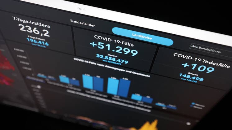 Dashboard des RKI, die 7-Tage-Inzidenz liegt nun bei 236,2 7-Tage-Inzidenz, Dashboard des RKI auf einem Monitor am 14.09.2022 in Siegen Deutschland.
