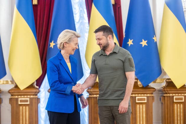 News Themen der Woche KW37 Krieg in der Ukraine. Praesident Volodymyr SELENSKYJ (ZELENSKYY) empfaengt die Praesidentin der Europaeischen Kommission Ursula von der Leyen am 15.09.2022. Meeting of the President of Ukraine with the President of the European Commission Foto:The Presidential Office of Ukraine via SVEN SIMON Fotoagentur GmbH & Co. LENSKYJ ZELENSKYY receives the President of the European Commission Ursula von der Leyen on 15 09 2022 Meeting of the President of Ukraine with the Presid