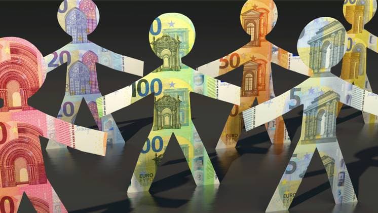 RECORD DATE NOT STATED Unterschiedliche Einkommen Symbolbild zum Thema Einkommensunterschiede *** Different income symbol image on the topic of income differences