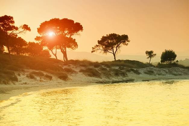 Sunset over Vourvorou beach, Sithonia, Chalkidiki, Greece. , 1059017.jpg, beach, greece, sithonia, vourvorou, chalkidiki, beautiful, bright, coast, coastline, color, colorful, dawn, europe, gold, golden, horizon, landscape, light, morning, natural, nature, ocean, orange, peaceful, picturesque, resort, romantic, sand, scenery, scenic, sea, seaside, silhouette, sky, summer, sun, sunlight, sunny, sunrise, sunset, sunshine, tourism, tourist, touristic, travel, tree, twilight, vacation, water, yellow,