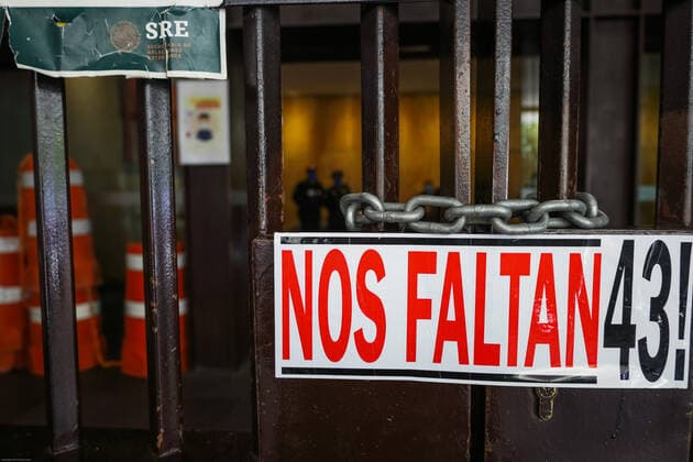 September 20, 2022, Mexico City, CDMX, Mexico: Students from the Isidro Burgos teacherÃ‚Â s rural school in Ayotzinapa, as well as mothers and fathers of the 43 missing youths, called for a protest in front of the Ministry of Foreign Affairs to demand to speed up the process for the extradition of Tomas Zeron de Lucio, former head of the Criminal Investigation Agency (AIC by its acronym in Spanish), who is in Israel. Zeron de Lucio is accused of torture and forced disappearance in connection with the case Mexico City Mexico - ZUMAl178 20220920_znp_l178_032 Copyright: xCristianxLeyvax