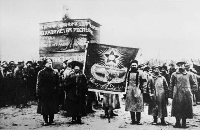 Civil War in Turkestan 6493468 23.02.1920 The Civil War in Turkestan (1918-1922). Photo: Red Army soldiers hold rally before attacking on the Turkestan Front. RIA Novosti Turkmenistan  Copyright: xRIAxNovostix