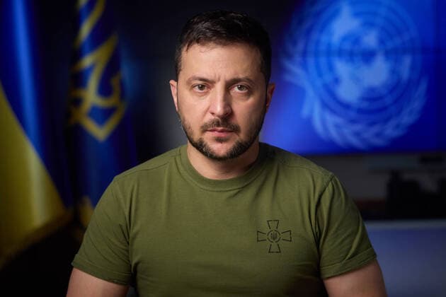 News Themen der Woche KW38 News Bilder des Tages September 21, 2022, Kyiv, Ukraine: Ukrainian President VOLODYMYR ZELENSKYY, spoke virtually to the UN general assembly in New York. Zelenskyy called on the international community to adopt a five-point formula to achieve peace and security. The five points include punishment for crimes of aggression, protection of life, restoration of security and territorial integrity, security guarantees and determination of Ukraine to continue defending itself. Kyiv Ukraine - ZUMA 20220921_int_z03_062 Copyright: xUkrainexPresidentsxOfficex