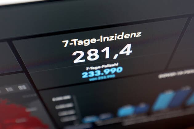Dashboard des RKI, die 7-Tage-Inzidenz liegt nun bei 281,4 7-Tage-Inzidenz, Dashboard des RKI auf einem Monitor am 22.09.2022 in Siegen Deutschland.