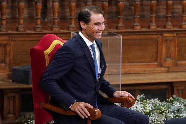 Spanish tennis player Rafael Nadal Parera during the ceremony of the Galardon Camino Real - Royal Road Award , awarded by the Franklin Institute of the University of Alcala, which recognizes the professional work of Spaniards who in an outstanding and exemplary manner project and enhance the positive image of Spain in the United States. September 20 ,2022. (20220920187)