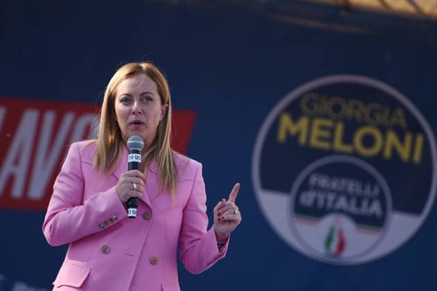 Italy: Giorgia Meloni electoral manifestation in Caserta Giorgia Meloni, heads the Brothers of Italy political party, and the president of the European Conservatives and Reformists Party, holds a speech of conclusion during the electoral campaign in Bagnoli. During her speech she spokes on the political banckruptcy of the parties of left. Naples Campania Italy Copyright: PasqualexGargano