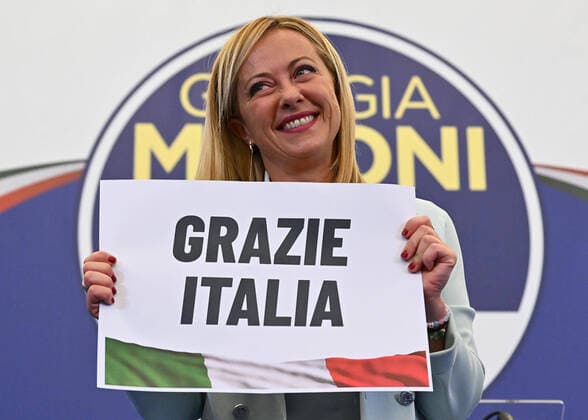 Bilder des Jahres 2022, News 09 September News Themen der Woche KW38 News Bilder des Tages September 26, 2022, ROME, ITALIA: Giorgia Meloni at the headquarters of the Brothers of Italy (Fratelli d Italia) in Rome, Italy, 25 September 2022. ANSA ETTORE FERRARI ROME ITALIA - ZUMAa110 20220926_zaf_a110_008 Copyright: xEttorexFerrarix
