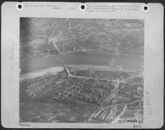 2 Miles North Of Cologne, This Massive Highway Bridge Across The Rhine Was Destroyed By Allied Bombers. Copyright: xpiemagsx nagerbompie16092022-2003 !ACHTUNG AUFNAHMEDATUM GESCHÄTZT!
