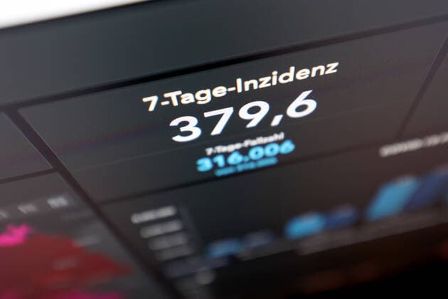 Dashboard des RKI, die 7-Tage-Inzidenz liegt nun bei 379,6 7-Tage-Inzidenz, Dashboard des RKI auf einem Monitor am 28.09.2022 in Siegen Deutschland.