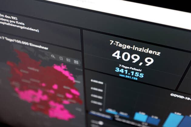 Dashboard des RKI, die 7-Tage-Inzidenz liegt nun bei 409,9 7-Tage-Inzidenz, Dashboard des RKI auf einem Monitor am 29.09.2022 in Siegen Deutschland.