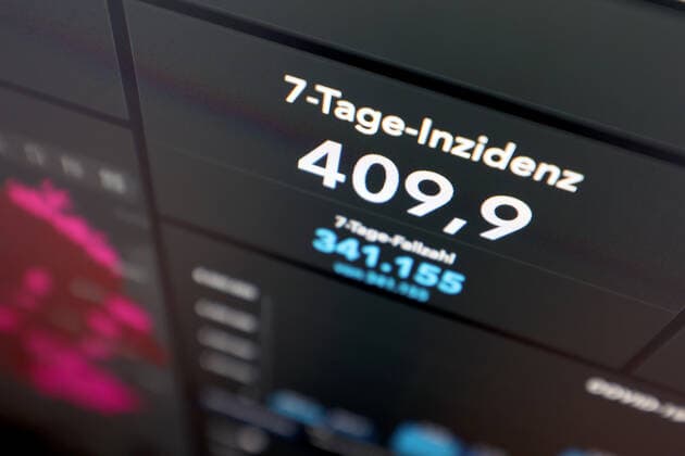 Dashboard des RKI, die 7-Tage-Inzidenz liegt nun bei 409,9 7-Tage-Inzidenz, Dashboard des RKI auf einem Monitor am 29.09.2022 in Siegen Deutschland.