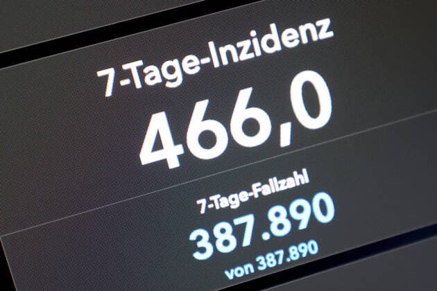 Dashboard des RKI, die 7-Tage-Inzidenz liegt nun bei 466,0 7-Tage-Inzidenz, Dashboard des RKI auf einem Monitor am 30.09.2022 in Siegen Deutschland.