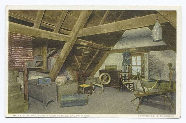 The Attic to House of Seven Gables, Salem, Mass. still image. Postcards. 1898 - 1931. The Miriam and Ira D. Wallach Division of Art, Prints and Photographs: Photography Collection. Houses , Massachusetts , Salem (Mass.), Attics , Massachusetts , Salem (Mass.) Copyright: xpiemagsx nyplsipiepostcard28092022-350 !ACHTUNG AUFNAHMEDATUM GESCHÄTZT!