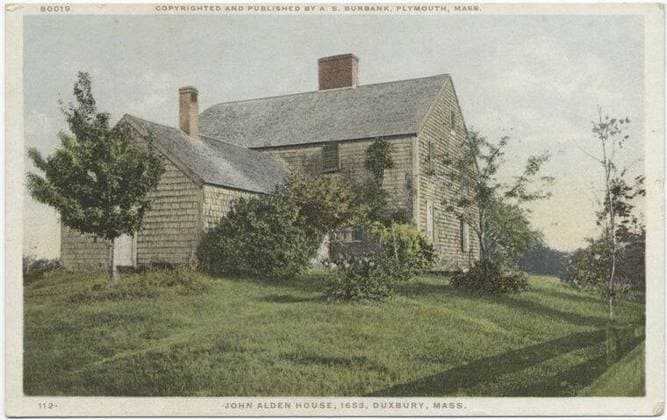 John Alden House, 1653, Duxbury, Mass. still image. Postcards. 1898 - 1931. The Miriam and Ira D. Wallach Division of Art, Prints and Photographs: Photography Collection. Alden, John, 1599-1687 , Homes and haunts, Houses , Massachusetts , Duxbury Copyright: xpiemagsx nyplsipiepostcard28092022-430 !ACHTUNG AUFNAHMEDATUM GESCHÄTZT!