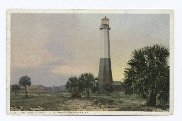 The Light House, Fort Schreven, Savannah, Ga. still image. Postcards. 1898 - 1931. The Miriam and Ira D. Wallach Division of Art, Prints and Photographs: Photography Collection. Lighthouses , Georgia , Savannah Copyright: xpiemagsx nyplsipiepostcard28092022-938 !ACHTUNG AUFNAHMEDATUM GESCHÄTZT!
