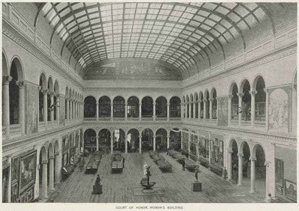 Woman s Building, Vol. 1, page 269 Court of Honor. text. Illustrations. 1893. Science, Industry and Business Library: General Collection. Woman s Building (World s Columbian Exposition, 1893, Chicago, Ill.) Copyright: xpiemagsx nyplsipie24092022-12610 !ACHTUNG AUFNAHMEDATUM GESCHÄTZT!