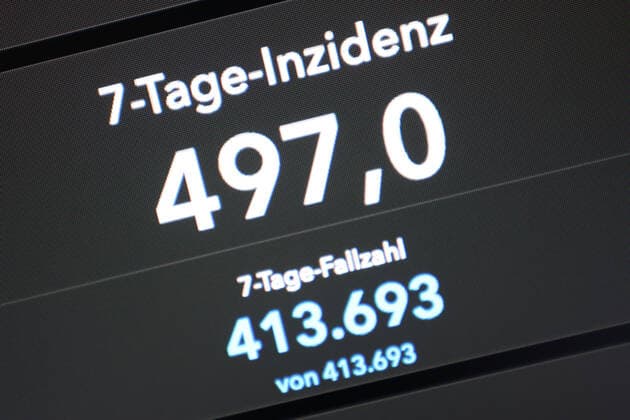 Dashboard des RKI, die 7-Tage-Inzidenz liegt nun bei 497,0 7-Tage-Inzidenz, Dashboard des RKI auf einem Monitor am 01.10.2022 in Siegen Deutschland.