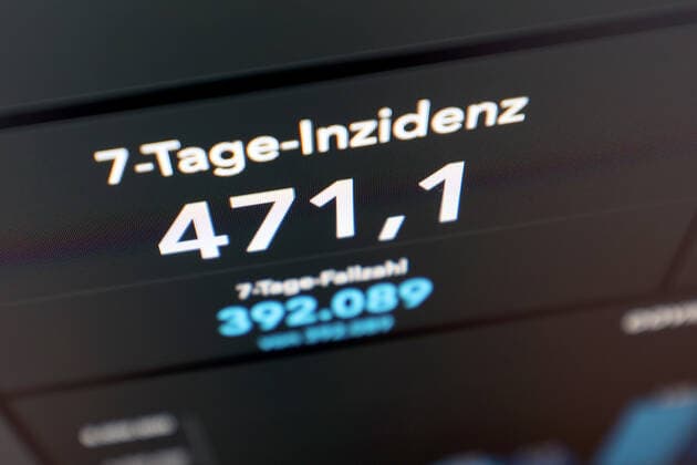 Dashboard des RKI, die 7-Tage-Inzidenz liegt nun bei 471,1 7-Tage-Inzidenz, Dashboard des RKI auf einem Monitor am 03.10.2022 in Siegen Deutschland.